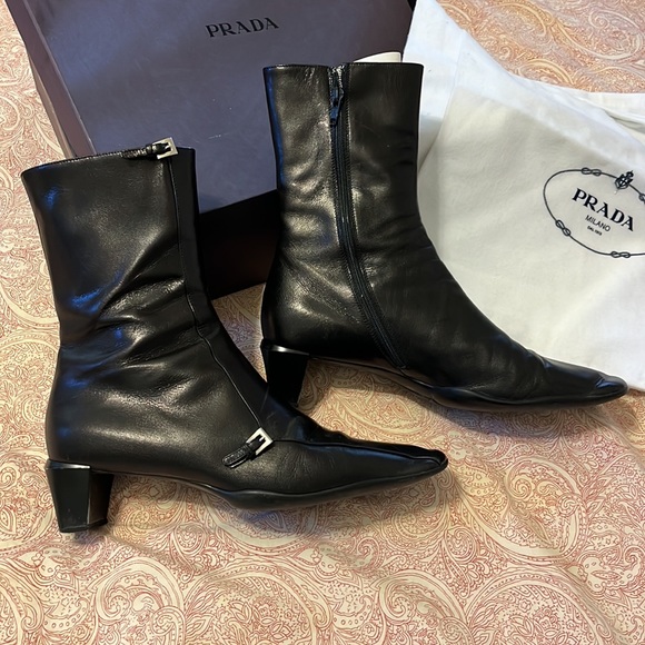 Prada black short zip up boots size Italian 40 - Picture 2 of 10